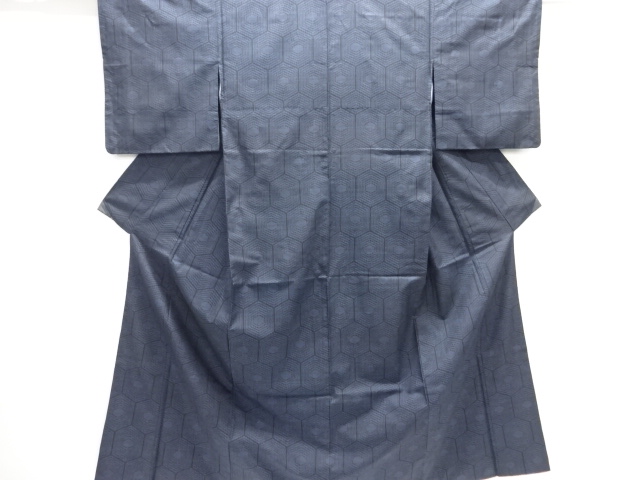 JAPANESE KIMONO / DORO OSHIMA TSUMUGI / WOVEN KIKKO PATTERN / 5MARUKI